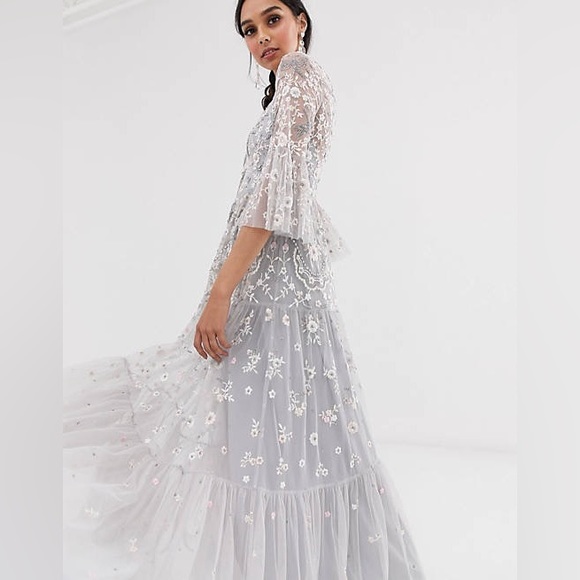 RARE FIND Needle & Thread Dragonfly Maxi Dress in Dusk Blue Size 4 - Picture 4 of 10